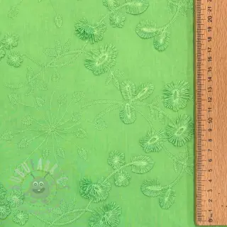 Bawełniana tkanina EMBROIDERY Catchy leaves green