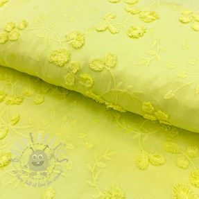 Bawełniana tkanina EMBROIDERY Catchy leaves lime