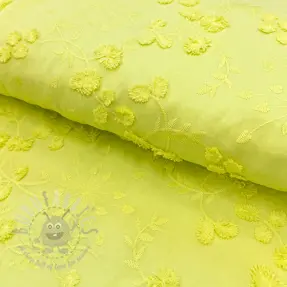 Bawełniana tkanina EMBROIDERY Catchy leaves lime