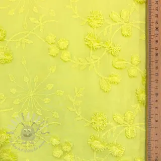 Bawełniana tkanina EMBROIDERY Catchy leaves lime