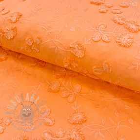 Bawełniana tkanina EMBROIDERY Catchy leaves orange
