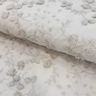 Bawełniana tkanina EMBROIDERY Catchy leaves beige