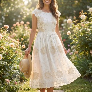 Bawełniana tkanina EMBROIDERY Bellagio butter