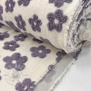 Tkanina płaszczowa TEDDY Flower power lavender