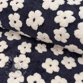 Tkanina płaszczowa TEDDY Flower power off white