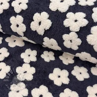 Tkanina płaszczowa TEDDY Flower power off white