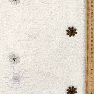 Tkanina płaszczowa TEDDY EMBROIDERY Smiley flowers choco