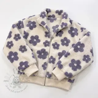 Tkanina płaszczowa TEDDY Flower power lavender