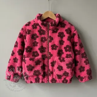Tkanina płaszczowa TEDDY Flower power bordeaux