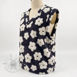Tkanina płaszczowa TEDDY Flower power off white