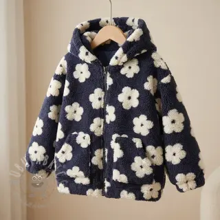 Tkanina płaszczowa TEDDY Flower power off white