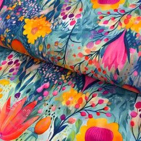 Jersey VISCOSE LYCRA HEAVY Tulips design E