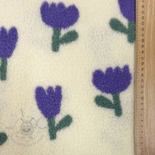 Tkanina płaszczowa TEDDY JACQUARD Tulips off white