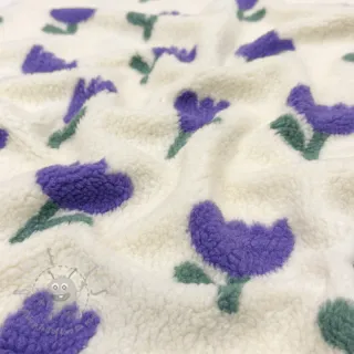 Tkanina płaszczowa TEDDY JACQUARD Tulips off white