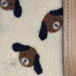 Tkanina płaszczowa TEDDY JACQUARD Dogs brown