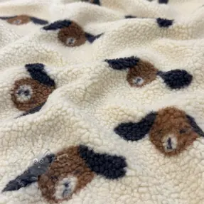 Tkanina płaszczowa TEDDY JACQUARD Dogs brown