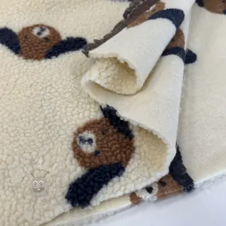 Tkanina płaszczowa TEDDY JACQUARD Dogs brown