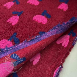 Tkanina płaszczowa TEDDY JACQUARD Tulips dark red