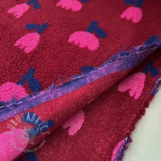 Tkanina płaszczowa TEDDY JACQUARD Tulips dark red