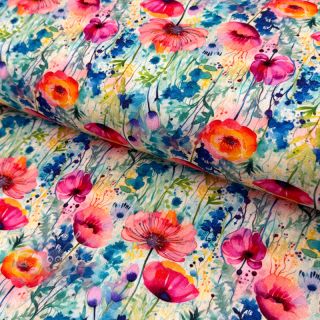 Tkanina wiskozowa z lnem Bright and bold design C