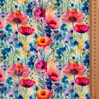 Tkanina wiskozowa z lnem Bright and bold design C