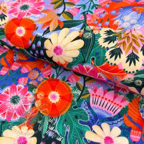 Tkanina wiskozowa z lnem Bright and bold design A