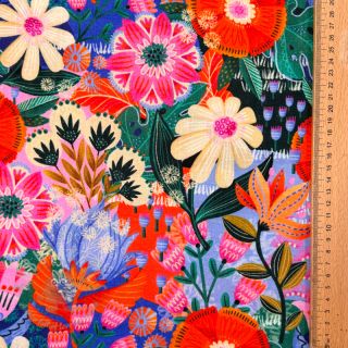 Tkanina wiskozowa z lnem Bright and bold design A