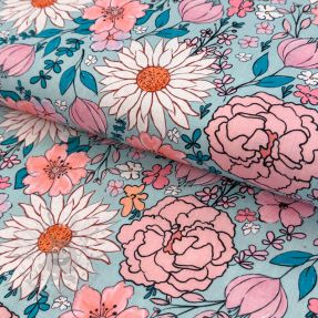 Tkanina wiskozowa z lnem Bright and bold design D