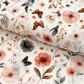 Tkanina wiskozowa z lnem Flower sea design D