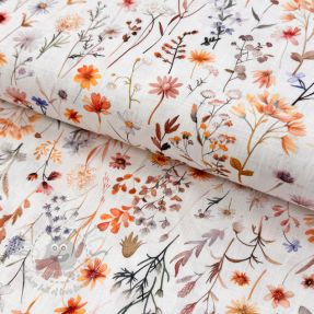 Tkanina wiskozowa z lnem Flower sea design B