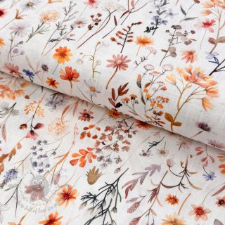 Tkanina wiskozowa z lnem Flower sea design B