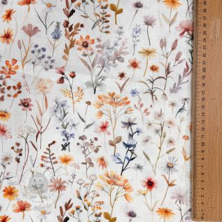 Tkanina wiskozowa z lnem Flower sea design B