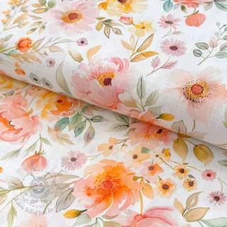 Tkanina wiskozowa z lnem Floral design A