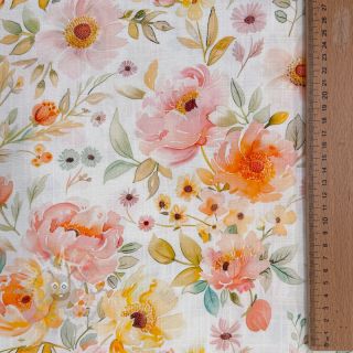 Tkanina wiskozowa z lnem Floral design A