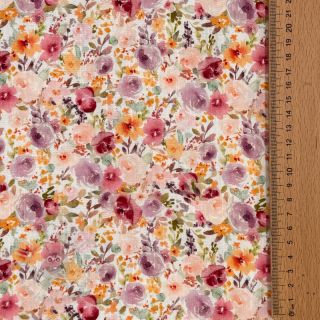 Tkanina wiskozowa z lnem Floral design C