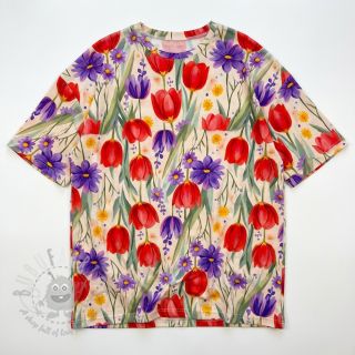 Jersey VISCOSE LYCRA HEAVY Tulips design A