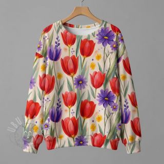 Jersey VISCOSE LYCRA HEAVY Tulips design A