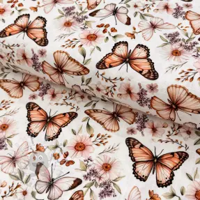 Tkanina wiskozowa z lnem Botanic design C