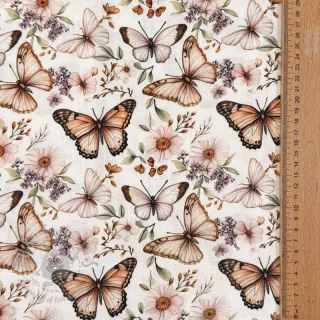 Tkanina wiskozowa z lnem Botanic design C