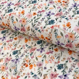 Tkanina wiskozowa z lnem Shabby chic design D