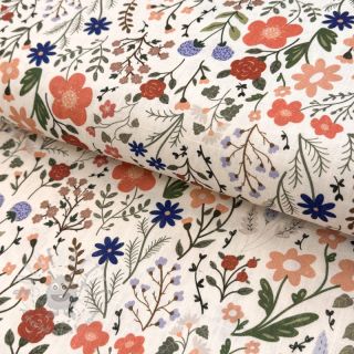 Tkanina wiskozowa z lnem Botanic design B