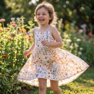 Tkanina wiskozowa z lnem Flower sea design B