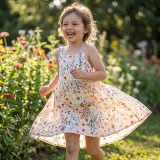 Tkanina wiskozowa z lnem Flower sea design B