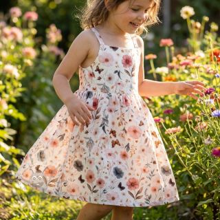 Tkanina wiskozowa z lnem Flower sea design D