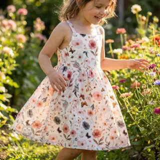 Tkanina wiskozowa z lnem Flower sea design D