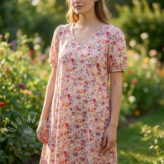 Tkanina wiskozowa z lnem Floral design C