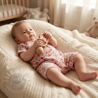 Tkanina wiskozowa z lnem Floral design C