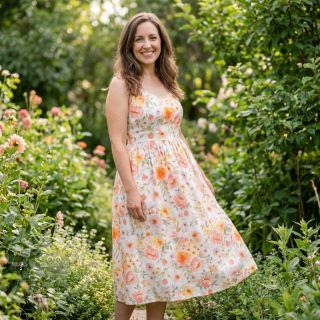 Tkanina wiskozowa z lnem Floral design A