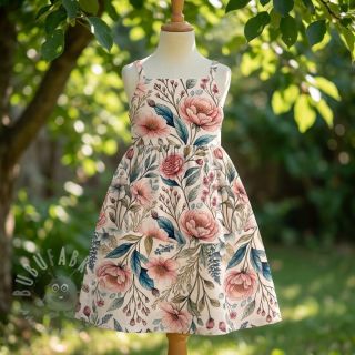 Tkanina wiskozowa z lnem Floral design D