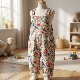 Tkanina wiskozowa z lnem Floral design D